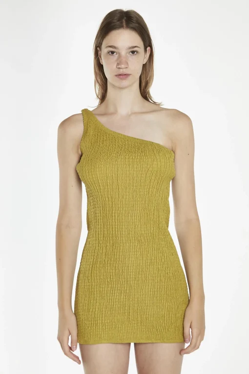Glamorous Day Dresses|Mini Dresses|Olive-Green Asymmetric Mini-Dress -