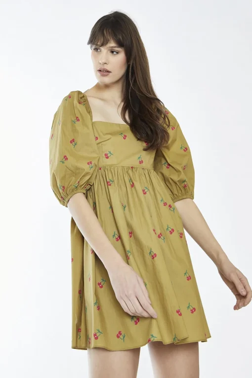 Glamorous Day Dresses|Mini Dresses|Oliver-Cherry Print Square-Neck Mini-Dress -
