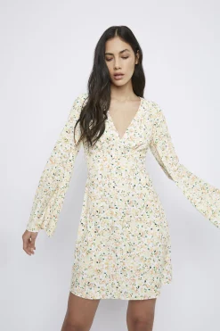Glamorous Day Dresses|Mini Dresses|Orange Ditsy-Floral Mini-Dress -