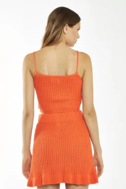 Glamorous Glamorous Care: Our Sustainable Collection|Co-ords|Orange Knitted Strappy Crop-Top -