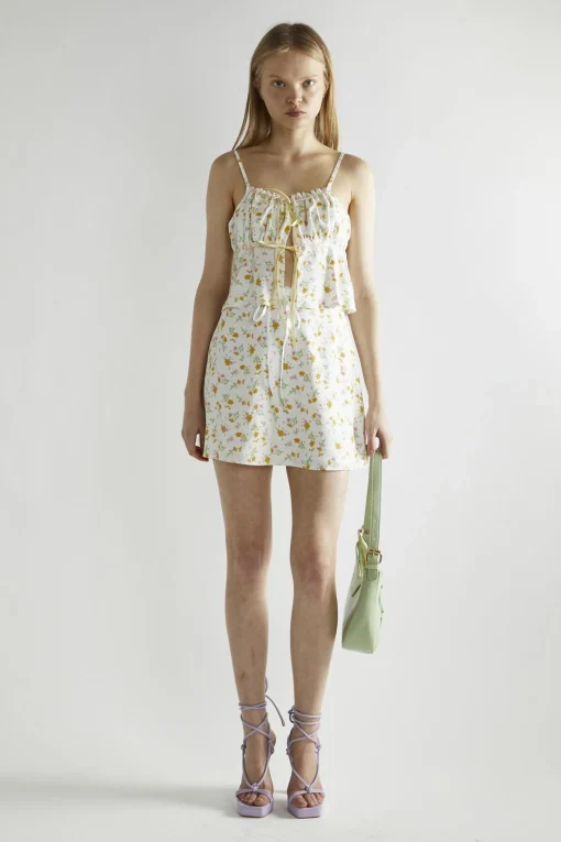 Glamorous Co-ords|Mini Skirts|Orange-Pink Spring-Floral A-Line Mini-Skirt -