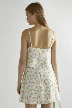 Glamorous Co-ords|Mini Skirts|Orange-Pink Spring-Floral A-Line Mini-Skirt -