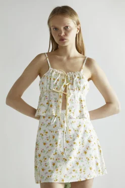 Glamorous Co-ords|Mini Skirts|Orange-Pink Spring-Floral A-Line Mini-Skirt -