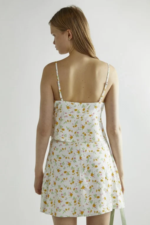 Glamorous Co-ords|Crops, Corsets & Bodysuits|Orange-Pink Spring-Floral Tie-Front Crop-Top -