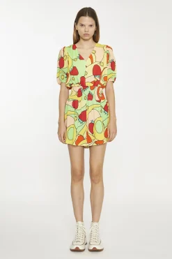 Glamorous Playsuits|Orange-Swirl Strawberry Shirred Waist Loose-Playsuit -