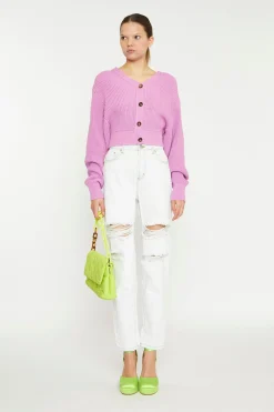 Glamorous Cardigans|Orchid Pink Button Front Cropped Cardigan -