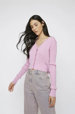 Glamorous Cardigans|Orchid-Pink Long-sleeve Cropped-Cardigan -