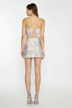 Glamorous Chic Escapes|Co-ords|Painted Multi-Floral Bias-Cut Mini-Skirt -