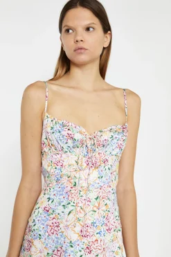 Glamorous Chic Escapes|Day Dresses|Painted Multi-Floral Tie-Back Ruched Mini-Dress -