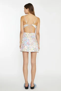 Glamorous Chic Escapes|Day Dresses|Painted Multi-Floral Tie-Back Ruched Mini-Dress -