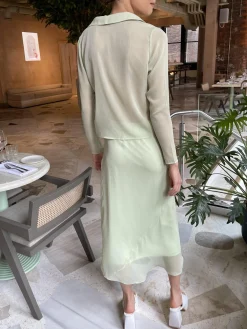 Glamorous Midi & Midaxi Skirts|Pale Green Mid-Rise Midaxi-Skirt -