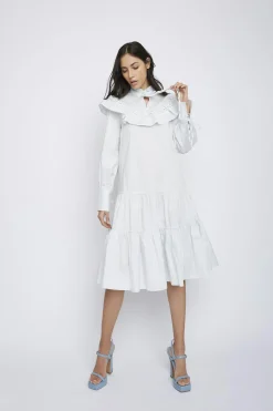 Glamorous Day Dresses|Midi & Midaxi Dresses|Pale-Blue Broderie-Ruffle-Detail Midi-Dresses -