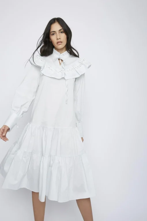 Glamorous Day Dresses|Midi & Midaxi Dresses|Pale-Blue Broderie-Ruffle-Detail Midi-Dresses -