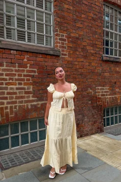 Glamorous Co-ords|Maxi Skirts|Pale-Lemon Tiered Maxi-Skirt -