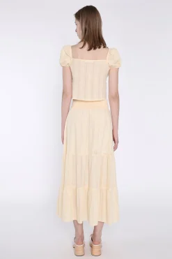 Glamorous Co-ords|Maxi Skirts|Pale-Lemon Tiered Maxi-Skirt -