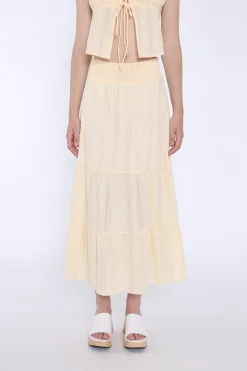 Glamorous Co-ords|Maxi Skirts|Pale-Lemon Tiered Maxi-Skirt -