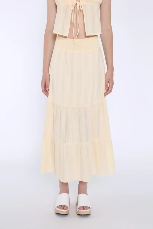 Glamorous Co-ords|Maxi Skirts|Pale-Lemon Tiered Maxi-Skirt -