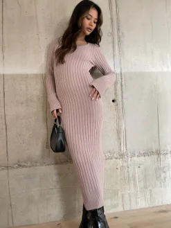 Glamorous Day Dresses|Glamorous Care: Our Sustainable Collection|Pale-Lilac Knitted Midaxi-Dress -