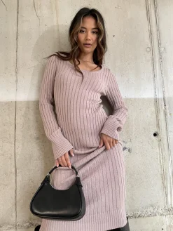 Glamorous Day Dresses|Glamorous Care: Our Sustainable Collection|Pale-Lilac Knitted Midaxi-Dress -