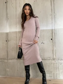 Glamorous Day Dresses|Glamorous Care: Our Sustainable Collection|Pale-Lilac Knitted Midaxi-Dress -