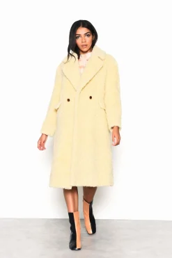 Glamorous Coats|Pale-Yellow Collared Over-Coat -