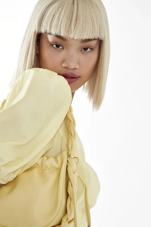 Glamorous Day Dresses|Mini Dresses|Pale-Yellow Pleated-Open-Back Mini-Dress -
