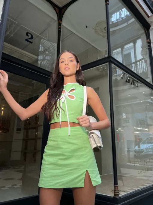 Glamorous Chic Escapes|Co-ords|Paradise Green Notch Split Mini-Skirt -