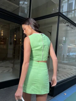 Glamorous Chic Escapes|Co-ords|Paradise Green Notch Split Mini-Skirt -