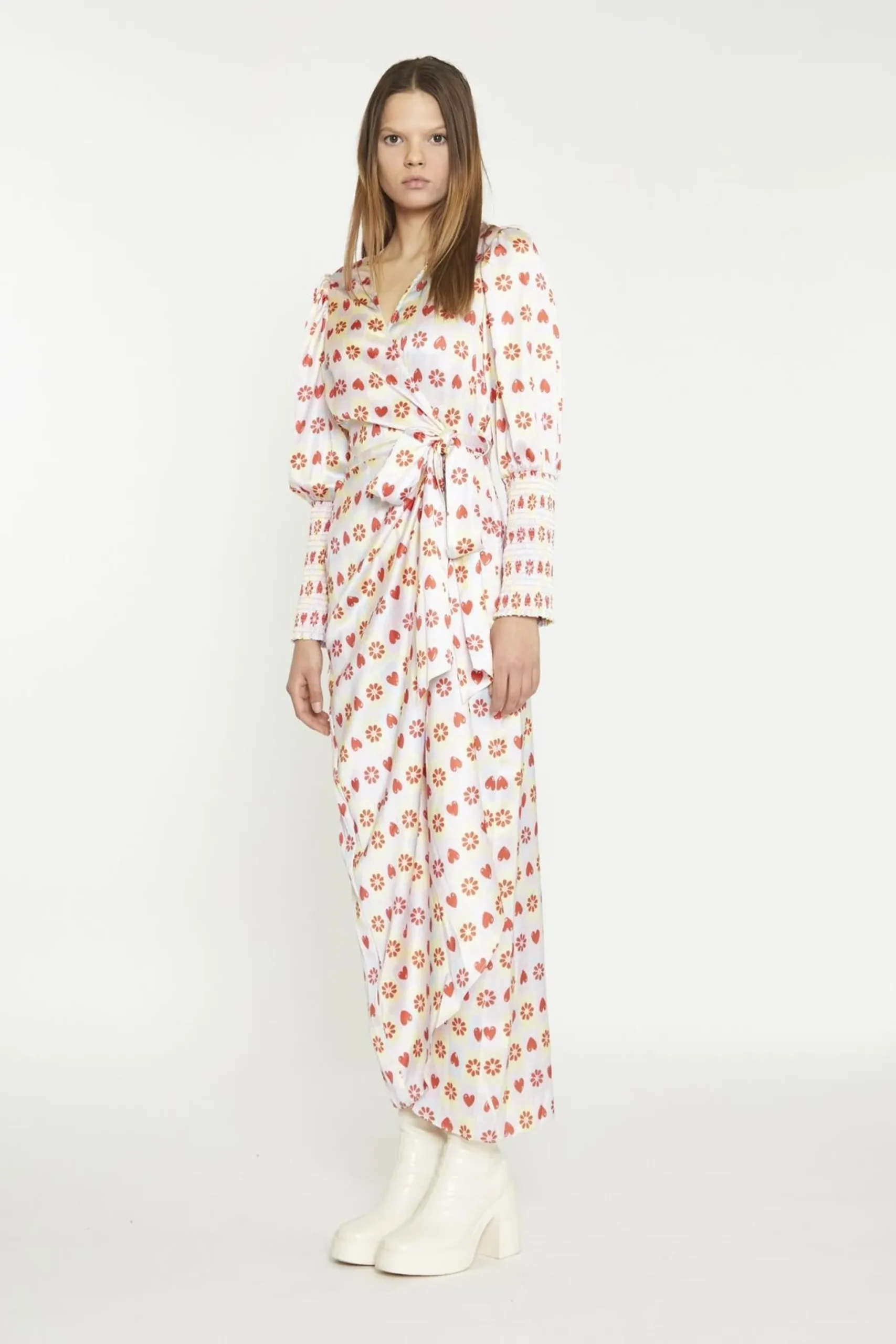 Glamorous Day Dresses|Maxi Dresses|Pastel Tile-Print Wrap Maxi-Dress -