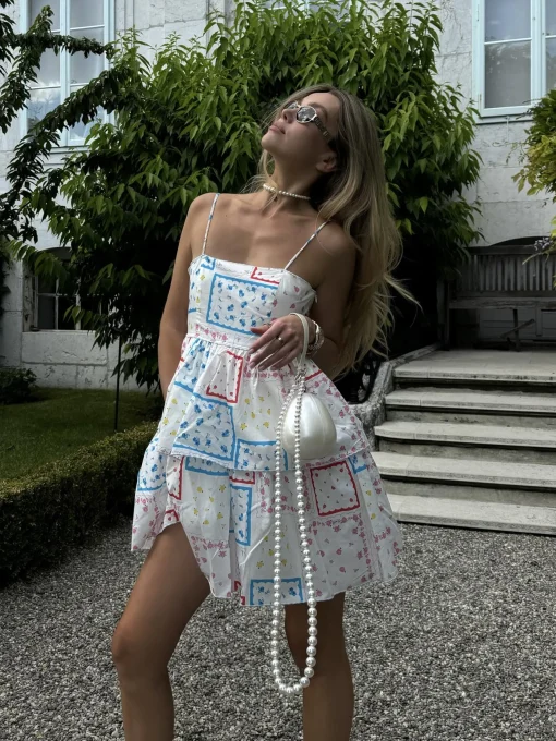 Glamorous Dresses|Day Dresses|Patchwork-Picnic Floral Skater Mini-Dress -