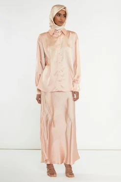 Glamorous Best Dressed Guest|Go To Partywear|Peach Bias-Cut Maxi-skirt -