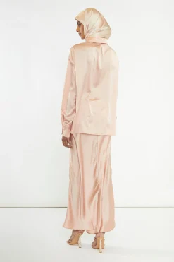 Glamorous Best Dressed Guest|Go To Partywear|Peach Bias-Cut Maxi-skirt -