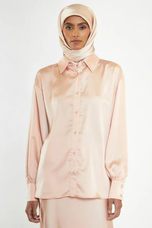 Glamorous Co-ords|Blouses & Shirts|Peach Long Sleeve Shirt -
