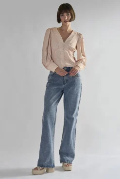 Glamorous Blouses & Shirts|Peach-Ditsy V-Neck-Button-Up Tops -