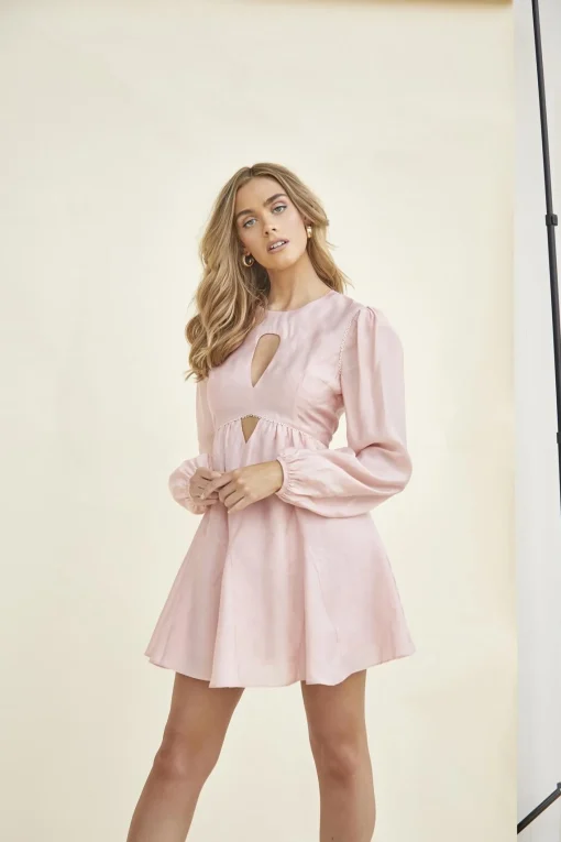 Glamorous Day Dresses|Mini Dresses|Peach-Pink Cut-Out-Skater Mini-Dress -