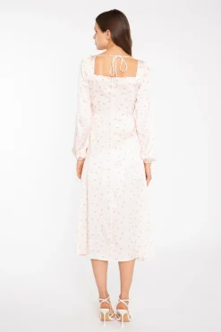 Glamorous Day Dresses|Midi & Midaxi Dresses|Peach-Pink Daisy Milkmaid Midi-Dress -