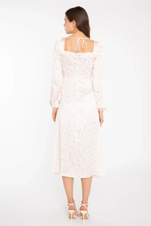 Glamorous Day Dresses|Midi & Midaxi Dresses|Peach-Pink Daisy Milkmaid Midi-Dress -