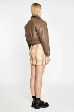 Glamorous Jackets|Peanut-Brown Cropped Bomber Jacket -
