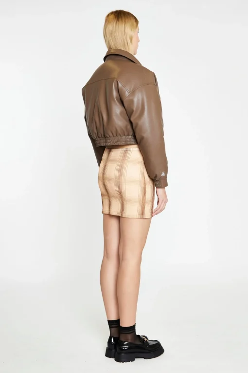 Glamorous Jackets|Peanut-Brown Cropped Bomber Jacket -