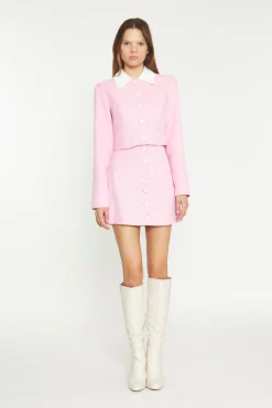 Glamorous Best Dressed Guest|Workwear|Peony Pink White Contrast Collar Button-Through Top -