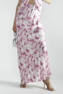 Glamorous Maxi Skirts|Pink Blur Daisy Flare Maxi-Skirt -