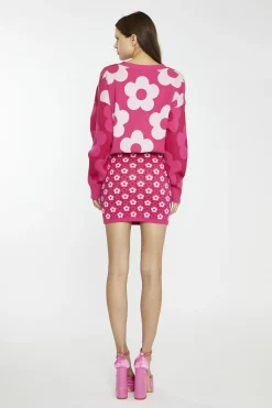 Glamorous Mini Skirts|Pink Flower Check Bodycon Mini-Skirt -