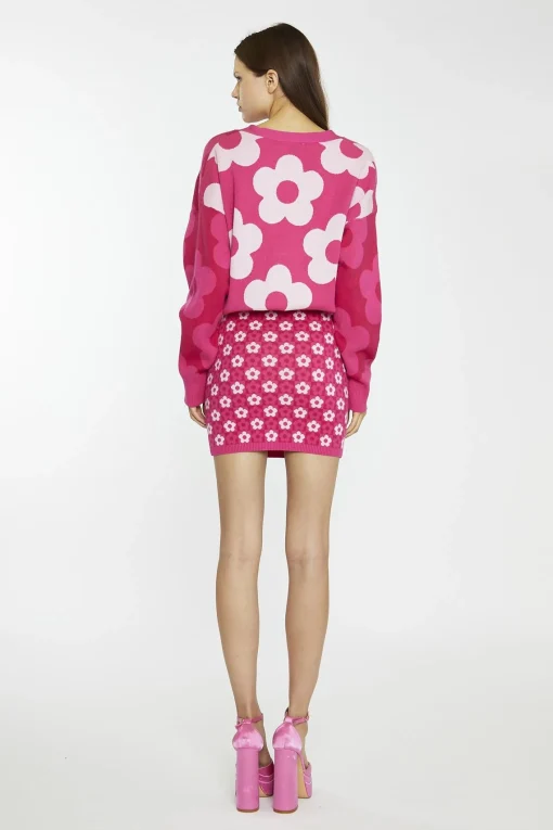 Glamorous Mini Skirts|Pink Flower Check Bodycon Mini-Skirt -