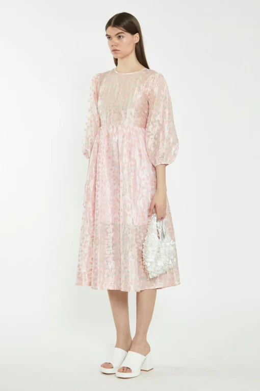 Glamorous Best Dressed Guest|Chic Escapes|Pink Flower Organza Midi Dress -