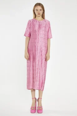 Glamorous Day Dresses|Midi & Midaxi Dresses|Pink Geo-Plisse Midi-Dress -
