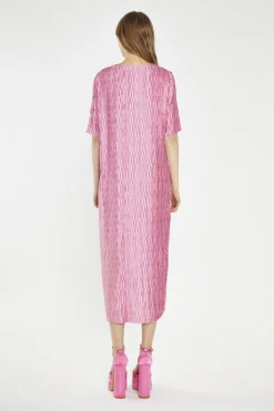Glamorous Day Dresses|Midi & Midaxi Dresses|Pink Geo-Plisse Midi-Dress -