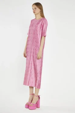 Glamorous Day Dresses|Midi & Midaxi Dresses|Pink Geo-Plisse Midi-Dress -