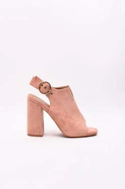 Glamorous Boots|Heels|Pink Heeled Peep-Toe-Boots -