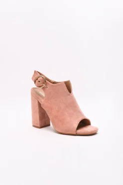 Glamorous Boots|Heels|Pink Heeled Peep-Toe-Boots -