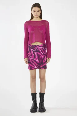 Glamorous Going Out Skirts|Mini Skirts|Pink Multi-Blurred Wave Wrap Mini-Skirt -
